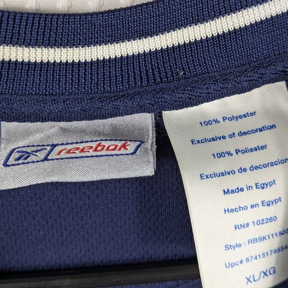 Reebok XL Shirt Men's Navy Blue Performance Athletic Tee Retro Style Stripe - Picture 3 of 4